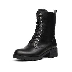 DREAM PAIRS Damenstiefel Mid-Calf Schnürstiefel Kampfstiefel Herbst Winter Schuhe damen Bequemer Reißverschluss women fashion combat boots DMB214-E SCHWARZ 40(EUR) von DREAM PAIRS