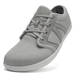 DRECAGE Unisex Barfußschuhe Herren Barfuss Schuhe Damen Leicht Atmungsaktiv Barfussschuhe mit Breiter Zehenbox Grau 42 EU von DRECAGE