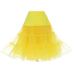 DRESSTELLS 1950 Petticoat Reifrock Unterrock Petticoat Underskirt Crinoline für Rockabilly Kleid Yellow XL von DRESSTELLS