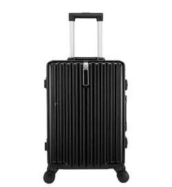 DRMEE Reisekoffer Leichter Und Robuster Kabinenkoffer. Leichtes ABS-Handgepäck Mit 4 Spinnern Suitcase Rollkoffer (Color : Black, Size : 20 inches) von DRMEE