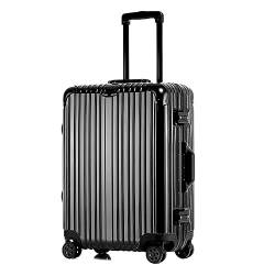 DRMEE Reisekoffer Reisegepäck-Koffer-Spinner Mit Rollen, Hartschalen-Handgepäckkoffer Für Die Reise Suitcase Rollkoffer (Color : Black, Size : 26in) von DRMEE