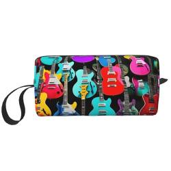 DRTGEDS Bunte Gitarren Kosmetiktasche für Damen, kleine Make-up-Tasche für Geldbörse, Make-up-Tasche, Reise-Make-up-Tasche mit Reißverschluss, Bunte Gitarren, Einheitsgröße von DRTGEDS