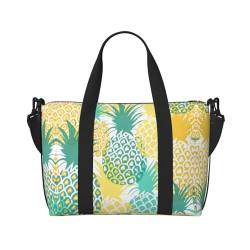 Reisetasche mit tropischer Ananas-Motiv, für Herren, Wochenendtasche, Übernachtungstasche, Sporttasche, Turnbeutel, Schwarz, Einheitsgröße von DRTGEDS