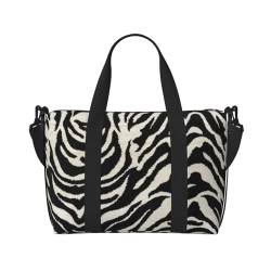 Zebra-Tier-Reisetasche, Wochenend-Handgepäck für Damen, Sporttasche, Workout-Reisetasche, Übernachtung, Schwarz, Einheitsgröße von DRTGEDS