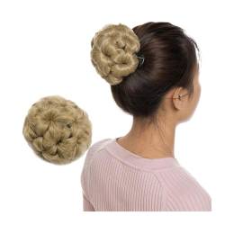 Haarknoten-Perücke Synthetische Klaue Clip In Chignon Gefälschte Haare Chignon Bun Haarteil Schwarz Braun Blonde Frauen Lockiges Chignon Bun Haar Haarknoten für Damen(Ash blonde) von DTACBNEUZ