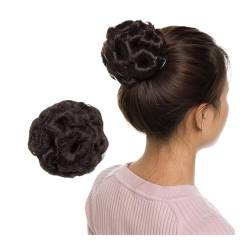 Haarknoten-Perücke Synthetische Klaue Clip In Chignon Gefälschte Haare Chignon Bun Haarteil Schwarz Braun Blonde Frauen Lockiges Chignon Bun Haar Haarknoten für Damen(Meidum brown) von DTACBNEUZ