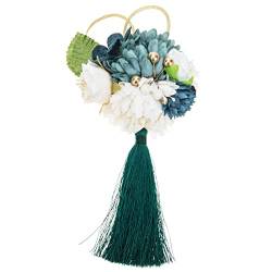 Hochzeits-Kopfbedeckung im chinesischen Stil, handgefertigte Haar-Accessoires im japanischen Stil, Blumen-Haar-Blumen-Quasten(Green) von DUJAE