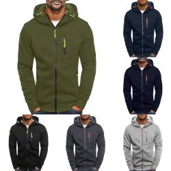 Hoodie Herren Pullover mit Kapuze Kapuzenpullover mit Reißverschluss Langarm Slim Fit Kapuzenjacke Casual Hoody Sweatshirt Basic Kordelzug Zip Hoodie Herren Jacke Winter Warm Sweatjacke Sportjacke von DUJEFF