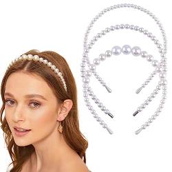 DULSPUE Haarreif Braut mit Perlen,Braut Hochzeit Haarreif Diadem Mädchen Stirnband Kronen,3 verschiedene Größen von DULSPUE