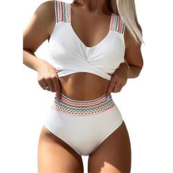 DURINM Damen Bikini Set High Waist Sexy Brazilian Bikini Damen Set Triangel String Oberteil Bikini Tanga Bademode von DURINM