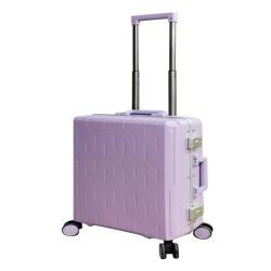 DWZXL Koffer Gepäckkoffer for Männer Und Frauen, 24-Zoll-Boarding-Code-Box-Trolley, Aluminiumrahmen, Seitenhaken-Koffer Koffer Hartschale(Purple,20in) von DWZXL