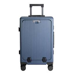 DWZXL Koffer Vorne Öffnender Aluminiumrahmen-Koffer, Damen-Trolley, Herren-Kabinen-Passwort-Box, Geschäftsreise-Koffer Koffer Hartschale(Blue,B) von DWZXL