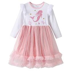 DXTON Kinder Mädchen Kleider Tüll Kleid Prinzessin Einhorn Kleid Langarm Kleidung Winter WeißLh4777 3T von DXTON