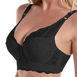 Spitzen BH ohne Bügel Gepolstert Yoga Spitze BH Bralette Bra Top Set Sport-BHS für Women Spitzen BH Bralette Spitze Gepolstert für Damen und Mädchen BH V Ausschnitt Braletten Yoga Tank (Black, 95D) von DaPongZhi