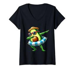 Damen Dabbing Avocado Schwimmen Float Summer Lover Beach T-Shirt mit V-Ausschnitt von Dabbing Dance Summer Lovers