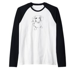 Dackel Dackelhund Silhouette line art Hund lustig Raglan von Dackel Geschenke & Kleidung