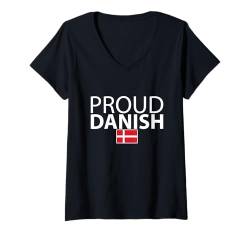 Damen Proud Danish Dänemark Dänische Flagge Däne T-Shirt mit V-Ausschnitt von Dänische Stolz Danmark Dänemark Geschenke