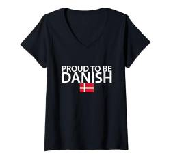 Damen Proud To Be Danish Dänemark Dänische Flagge Däne T-Shirt mit V-Ausschnitt von Dänische Stolz Danmark Dänemark Geschenke