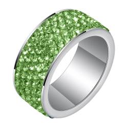 Daesar Edelstahl Ring für Männer, Ringe Personalisiert 8MM Tennis mit Grün Zirkonia Statement-Ring Silber Ring Gr.57 (18.1) von Daesar