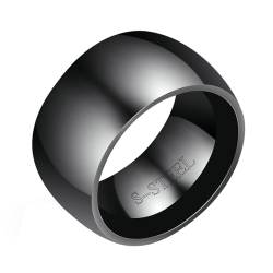 Daesar Edelstahl Ringe Partnerringe Schwarz, Ring Personalisiert 11MM Glänzend Bandring Ring Gr.65 (20.7) von Daesar