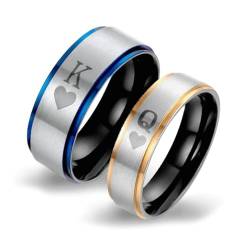 Daesar Eheringe Edelstahl Paarpreis, Pärchen Ringe 6MM 8MM Bicolor Q und K Paar Ringe Personalisiert für Sie und Ihn Damen Gr.63 (20.1)& Herren Gr.72 (22.9) von Daesar