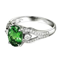 Daesar Eheringe Weißgold 585, Verlobungsring Damen Infinity mit 1ct Oval Smaragd Trauringe Hochzeit Ringe Personalisiert Größe 53 (16.9) von Daesar