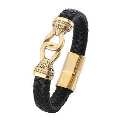 Daesar Leder Armbänder für Herren, Armband Partner Magnet 12MM Ethno Knot Freundschaftsarmband Lederarmband Schwarz Personalisiert 20.5CM von Daesar