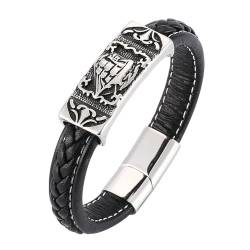 Daesar Partnerarmband Leder 18.5CM, Leder Armbänder Herren Segelschiff 12MM mit Magnetverschluss Lederarmband Personalisiert Schwarz von Daesar