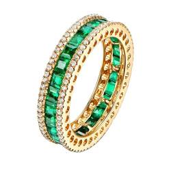 Daesar Ring 18 Karat Gold Damen, Trauringe Bandring mit 3.5ct Smaragd Eheringe Verlobungsringe Nickelfrei Gr.61 (19.4) von Daesar