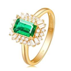 Daesar Ring Damen 750 Gold, Hochzeitsringe Blume mit 1.5ct Smaragd Ehering Verlobungsringe Nickelfrei Gr.51 (16.2) von Daesar