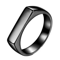 Daesar Ringe Edelstahl Herren, Schwarz Ring Personalisiert 4MM Rechteck Siegelring Ring Gr.52 (16.6) von Daesar