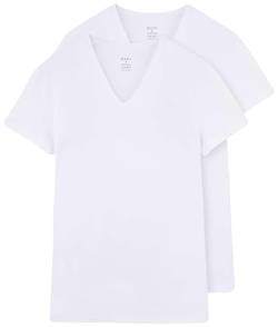 Dagi Men's White 2 Pack Regular V-Neck Short Sleeve T-Shirt, White,M von Dagi