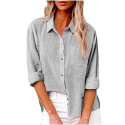 verkaufsangebote Damen Leinenbluse Damen Sommer Bluse Musselin Top Kurzarm V-Ausschnitt Tshirt Roll Up Ärmel Button Down Oberteile Revers Einreihiges mit Taschen T-Shirt von Dajowake