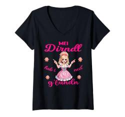 Damen Mei Dirndl Mädchen Lausmadl Ersatz Dirndl Kinder Tracht T-Shirt mit V-Ausschnitt von Damen Bluse Trachtenshirts bayrische Kostüm Wasen