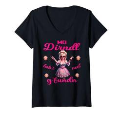 Damen Mei Dirndl Mädchen Lausmadl Ersatz Dirndl Kinder Tracht T-Shirt mit V-Ausschnitt von Damen Bluse Trachtenshirts bayrische Kostüm Wasen