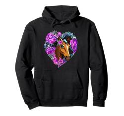 Blumenpferde-Liebes-Herz-Reitpferd-Reiten der Frauen Pullover Hoodie von Damen-Pferdereiten-Pferdeliebhaber-Mädchen