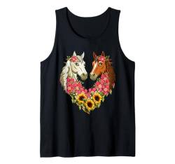 Blumenpferde-Liebes-Herz-Reitpferd-Reiten der Frauen Tank Top von Damen-Pferdereiten-Pferdeliebhaber-Mädchen