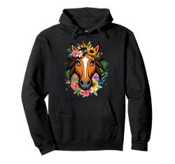 Frauen-Blumenpferd-lustige Reiter-Reitliebhaber Pullover Hoodie von Damen-Pferdereiten-Pferdeliebhaber-Mädchen