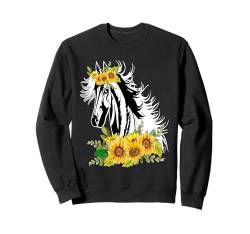 Frauen-Blumenpferd-lustige Reiter-Reitliebhaber Sweatshirt von Damen-Pferdereiten-Pferdeliebhaber-Mädchen