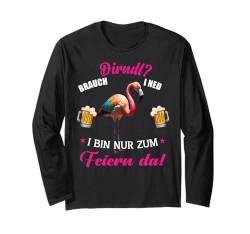 Dirndl Trachten Damen Flamingo Oktoberfest Dirndl Volkfest Langarmshirt von Damen Trachtenshirts bayrische Tracht Bluse Kostüm