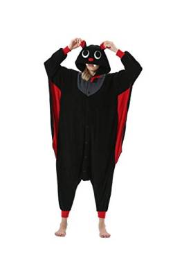 DarkCom Tier Onesie Halloween Cosplay Fledermaus Kostüm Karneval Einteiliger Pyjamas Overall für Frauen und Männer M von DarkCom