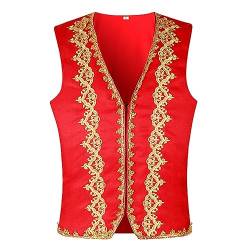 Darringls Arabischer Prinz Kostüm Weste Herren Ärmellos Mittelalter Steampunk Gothic Anzugweste Mittelalter Glänzend Weste Ausschnitt Gilet Vorne Offene Waistcoat Atmungsaktiv Tops von Darringls