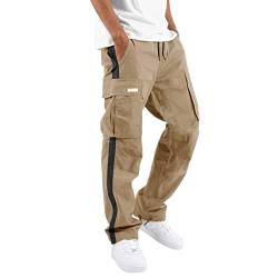 Darringls Cargo Hosen Herren Lang Sommer Leichte Sommerhosen Lockere Bermuda Sport Strandhose Lässig Overalls Workhose Einfarbig Cargohose Bequem Latzhose Mit Taschen Gerades Bein von Darringls