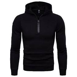 Darringls Kapuzen-Sweatshirt mit Kordelzug für Herren Plüsch-Hoodie mit halbem Reißverschluss für den Außenbereich Langarm Hoodie-Pullover Männer Sweatjacke von Darringls