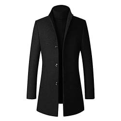 Herren Wintermantel Kurzmantel Wollmantel Stehkragen Slim Fit Winter Wollmantel Dicker Langer Übergangsmantel Herren Mantel Warm Kurz Slim Fit Winterjacke für Business Freizeit Peacoat Herren Casual von Darringls