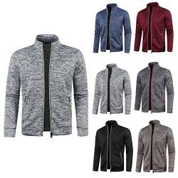 Sweatjacke Herren mit Reissverschluss Ohne Kapuze Klassisch Sportjacke Leichte Jacke Stehkragen Trainingsjacke Strickjacke mit Taschen Freizeitjacke Softshelljacke Laufjacke von Darringls