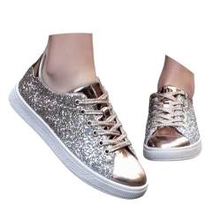 Damen Pailletten Sneaker Glitzer Schuhe Flache Low Outdoor Laufschuhe Schnürsenkel Walkingschuhe Sportschuhe Leicht Schnürschuhe Pailettenschuhe Glitzerschuhe Flache Gym Glitzer Schuhe Halbschuhe von Dasongff