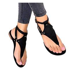 Dasongff Damen Sandalen Flip Flops Flache Zehentrenner Sandals Flip Toe-Thong Sommerschuhe Frauen Schaftsandalen Elegant Römersandalen Riemchensandale Sommer Gladiator Strandschuhe von Dasongff