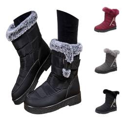 Dasongff Damen Schneestiefel,Winterstiefel Damen Wasserdicht,Dicker Boden Wanderschuhe Einfarbig Modische Winterschuhe Vielseitig Schlupfstiefel Für Freizeit Sport Und Tägliche von Dasongff