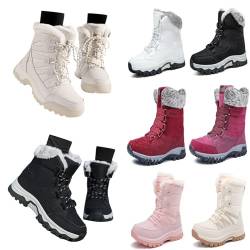 Schneestiefel Damen Gefüttert,Winterstiefel Damen Warm Schwarz,Weiche Warme Winterschuhe Flach Barfußschuhe Antirutsch Schneeschuhe Fleece Snow Boots Für Outdoor-Wandern Geeignet von Dasongff